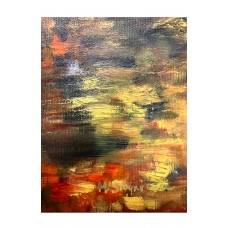 Autumn landscape, Aydar River, Forest, Original oil painting on canvas. Ukrainian art, artist Marina Stognieva